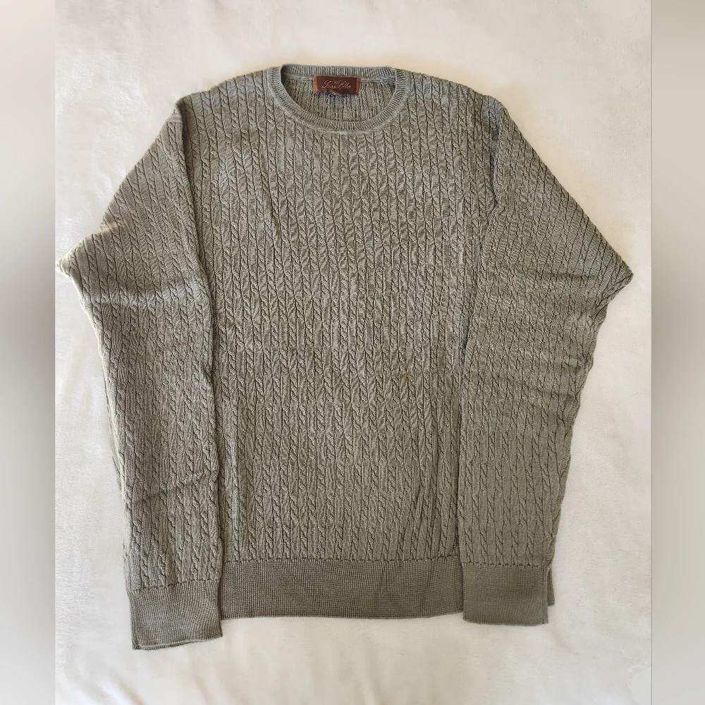 Tasso Elba Vintage Men's Olive Green Knit Sweater